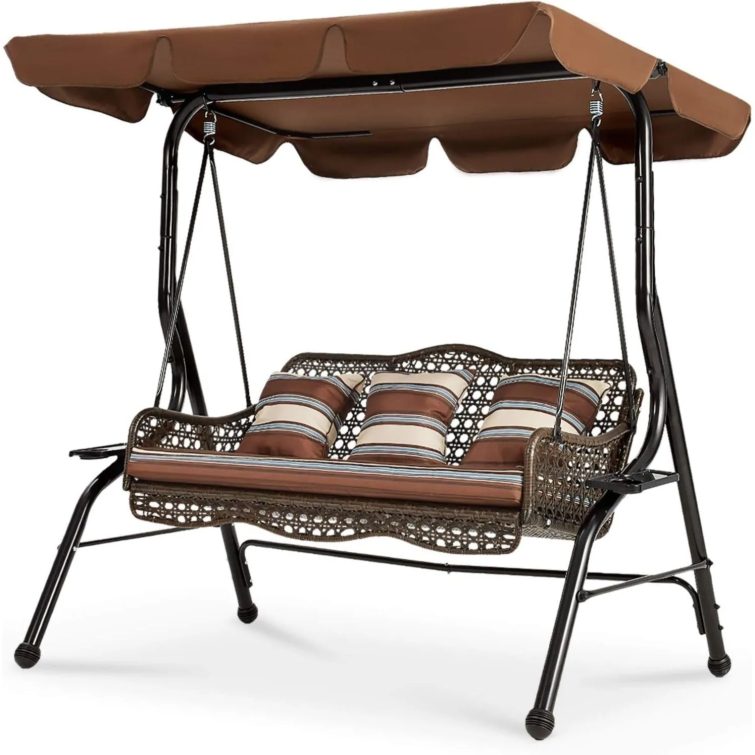 YODOLLA 3-Seat Outdoor Patio Swing Chair, Large Converting Canopy Porch Swing Glider — view 2