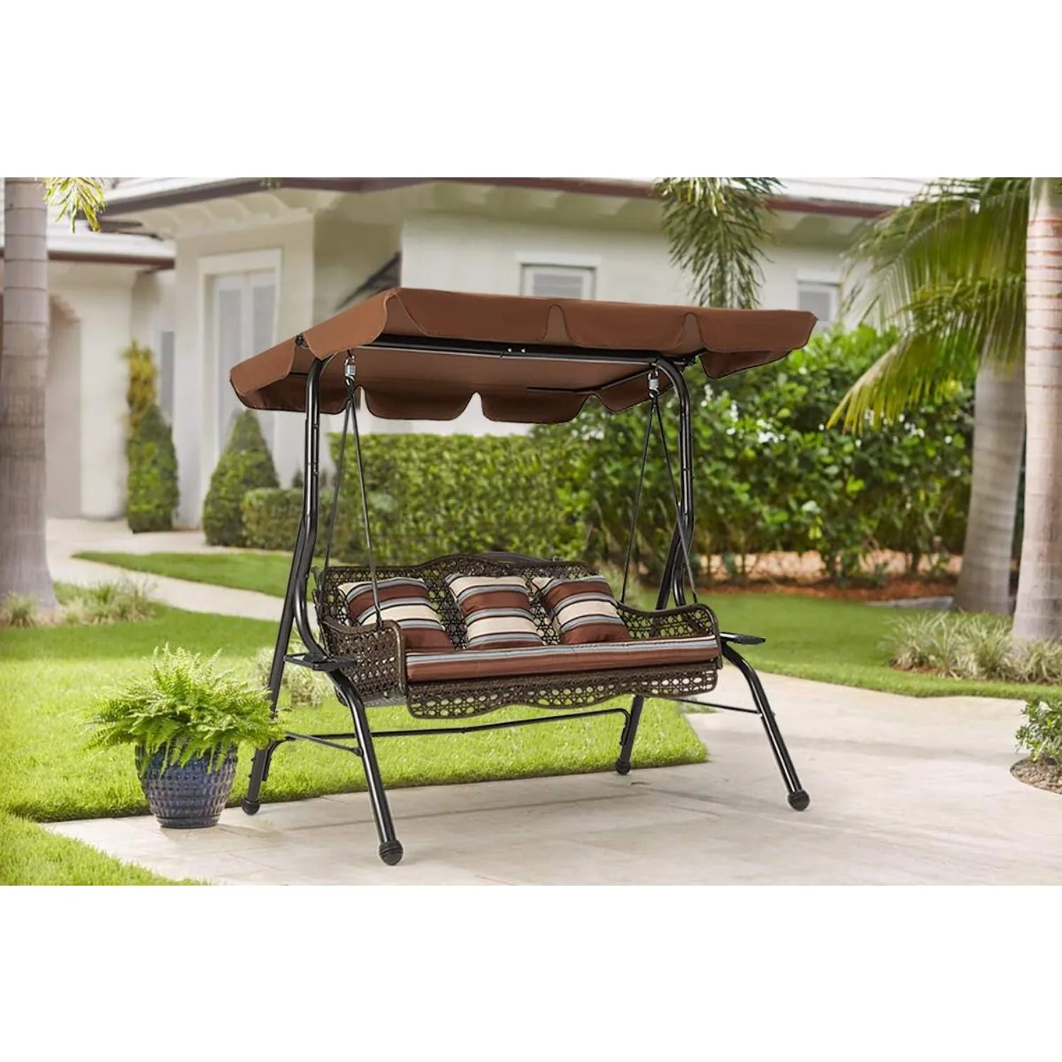 YODOLLA 3-Seat Outdoor Patio Swing Chair, Large Converting Canopy Porch Swing Glider — view 8