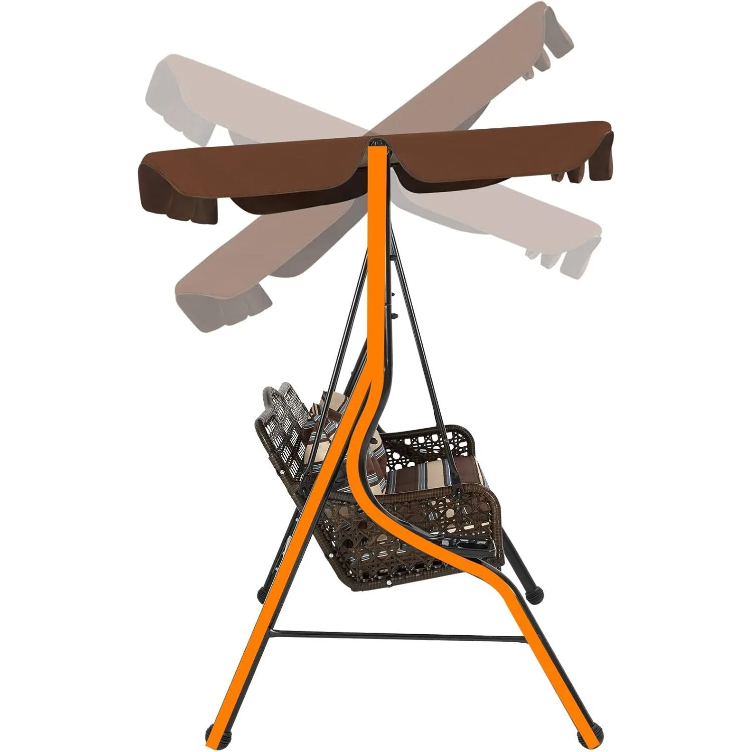 YODOLLA 3-Seat Outdoor Patio Swing Chair, Large Converting Canopy Porch Swing Glider — view 10