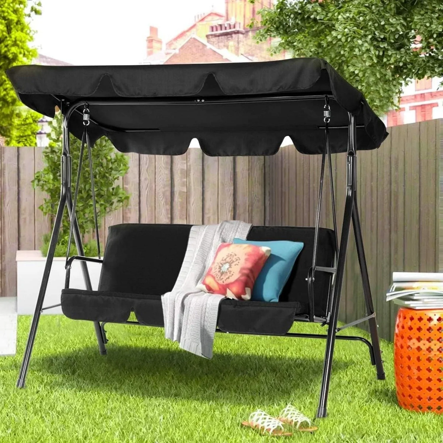 YODOLLA 3-Seat Outdoor Patio Swing with Canopy - Transform Your Backyard Oasis — view 7