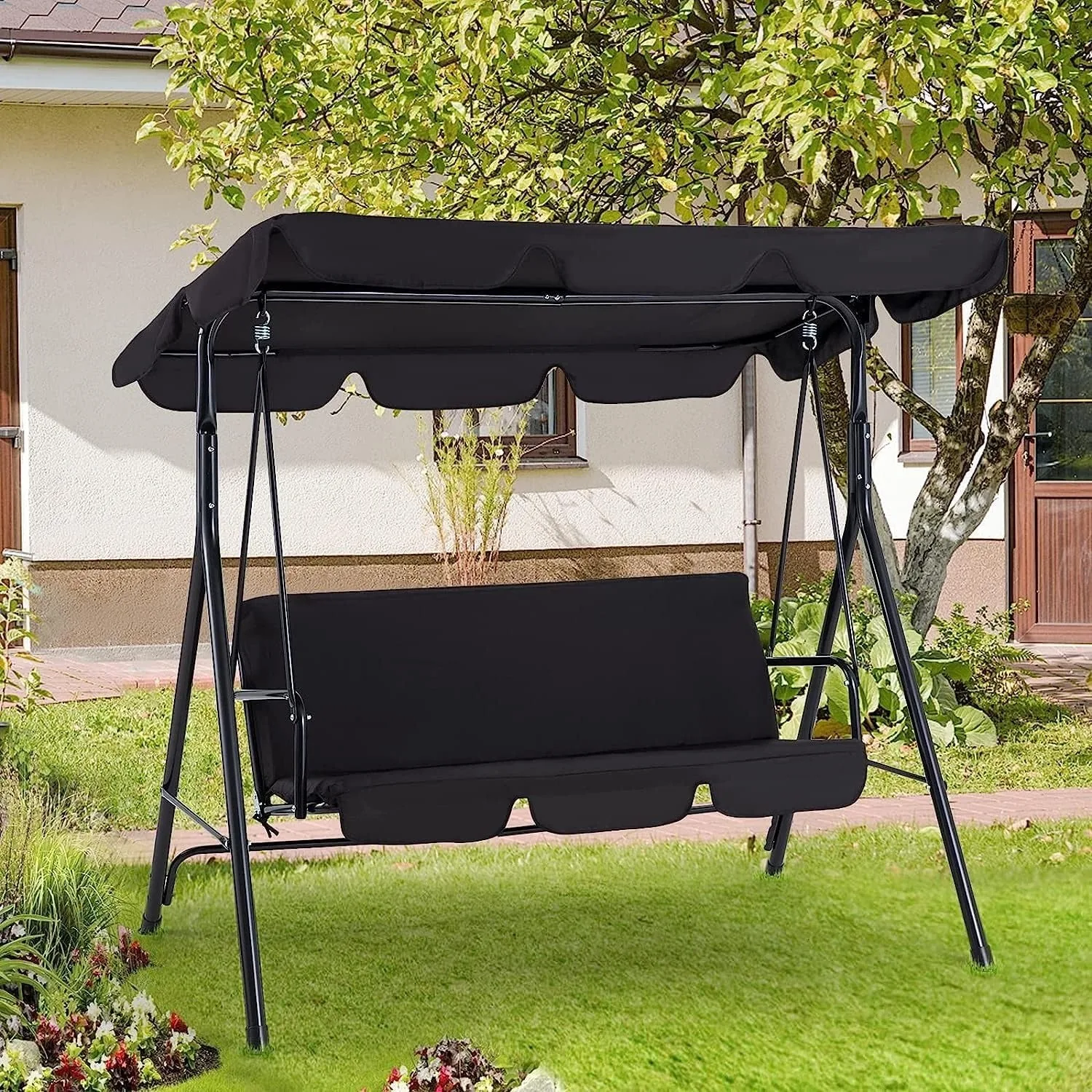 YODOLLA 3-Seat Outdoor Patio Swing with Canopy - Transform Your Backyard Oasis — view 8