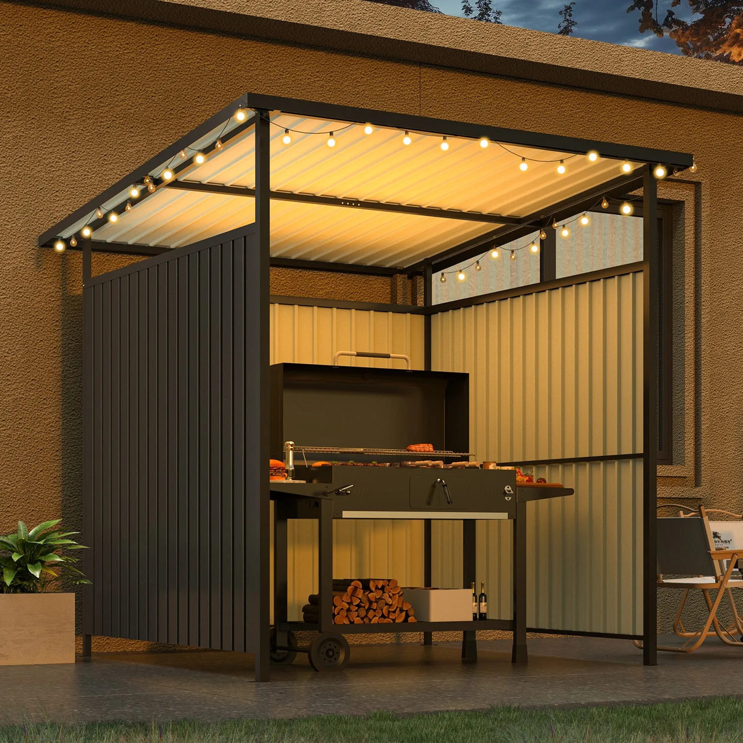 YODOLLA 6' x 6' Gazebo Outdoor Pergola for Patio, Small Lean to Hardtop Grill Gazebo — view 7