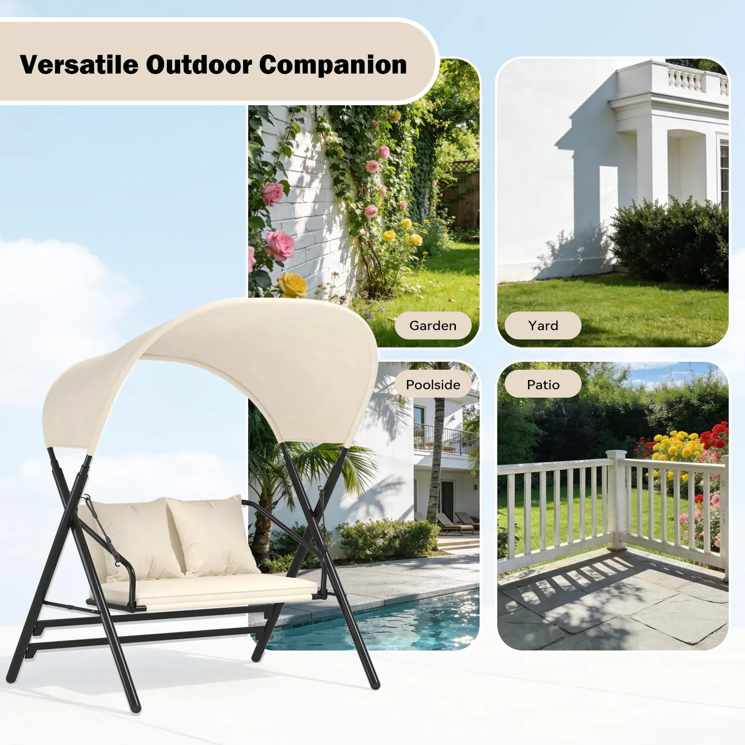YODOLLA 600LBS Outdoor Porch Swing - 2 Seat Patio Paradise for Your Backyard — view 7