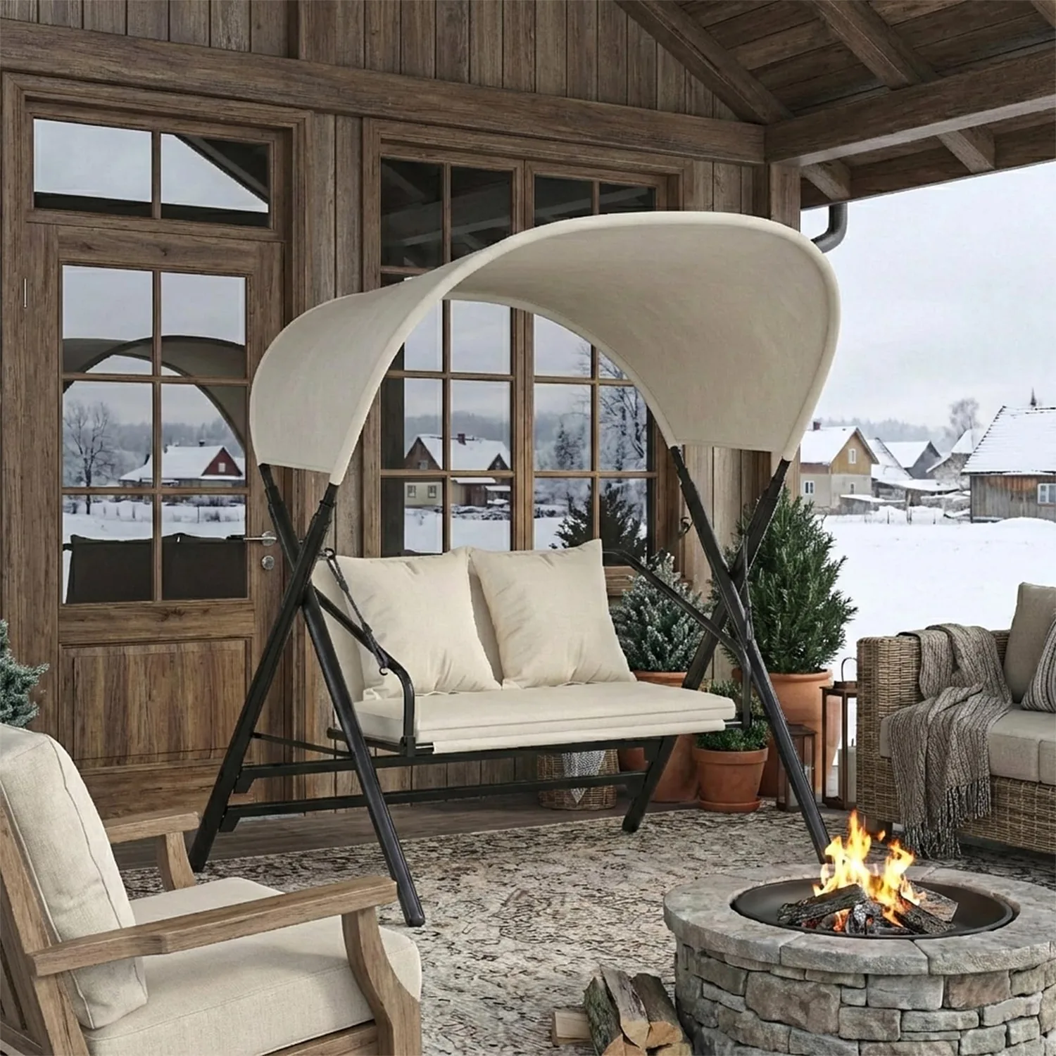 YODOLLA 600LBS Outdoor Porch Swing - 2 Seat Patio Paradise for Your Backyard — view 8