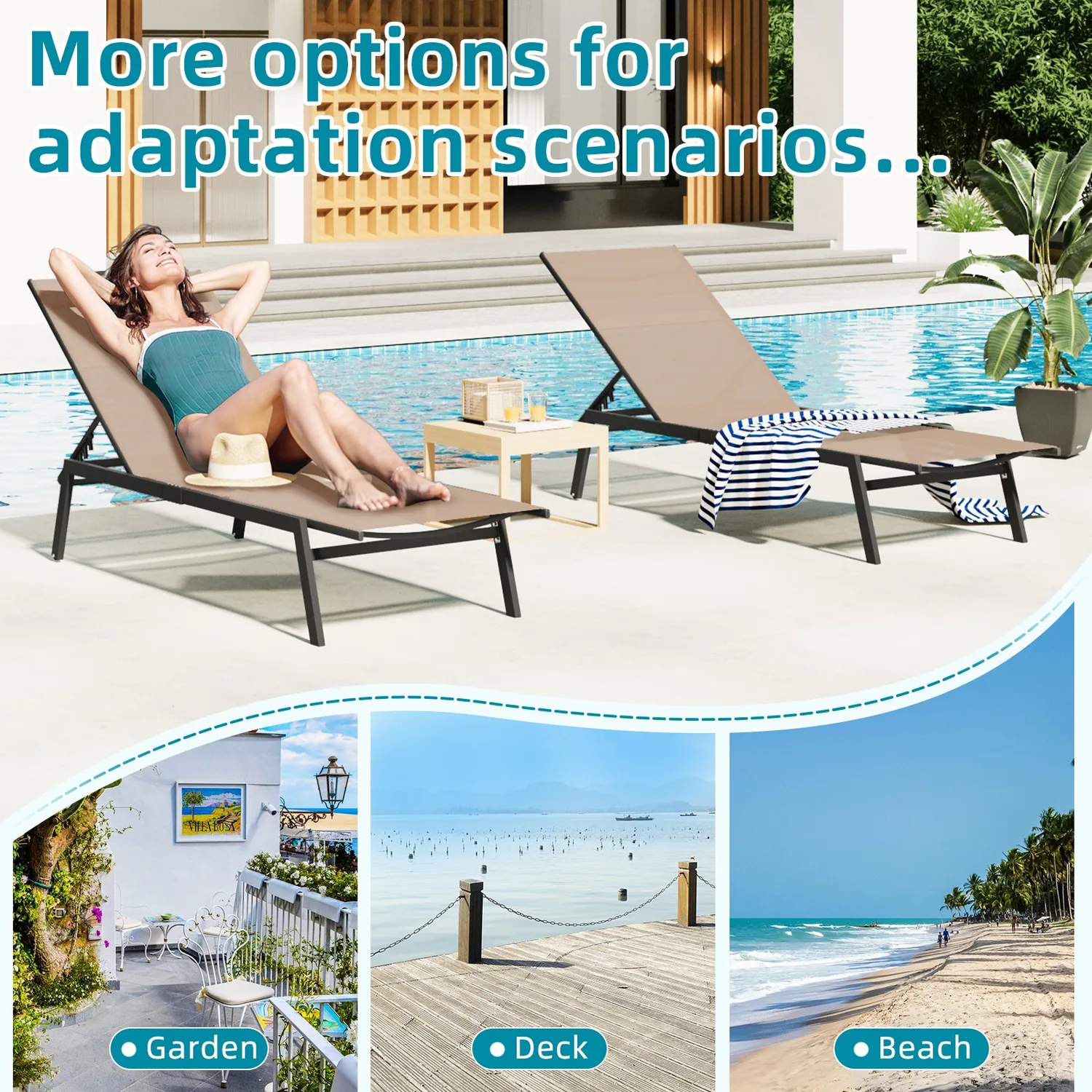 YODOLLA Curved Pool Lounge Chairs - Elevate Your Outdoor Oasis in Sophisticated Beige — view 8