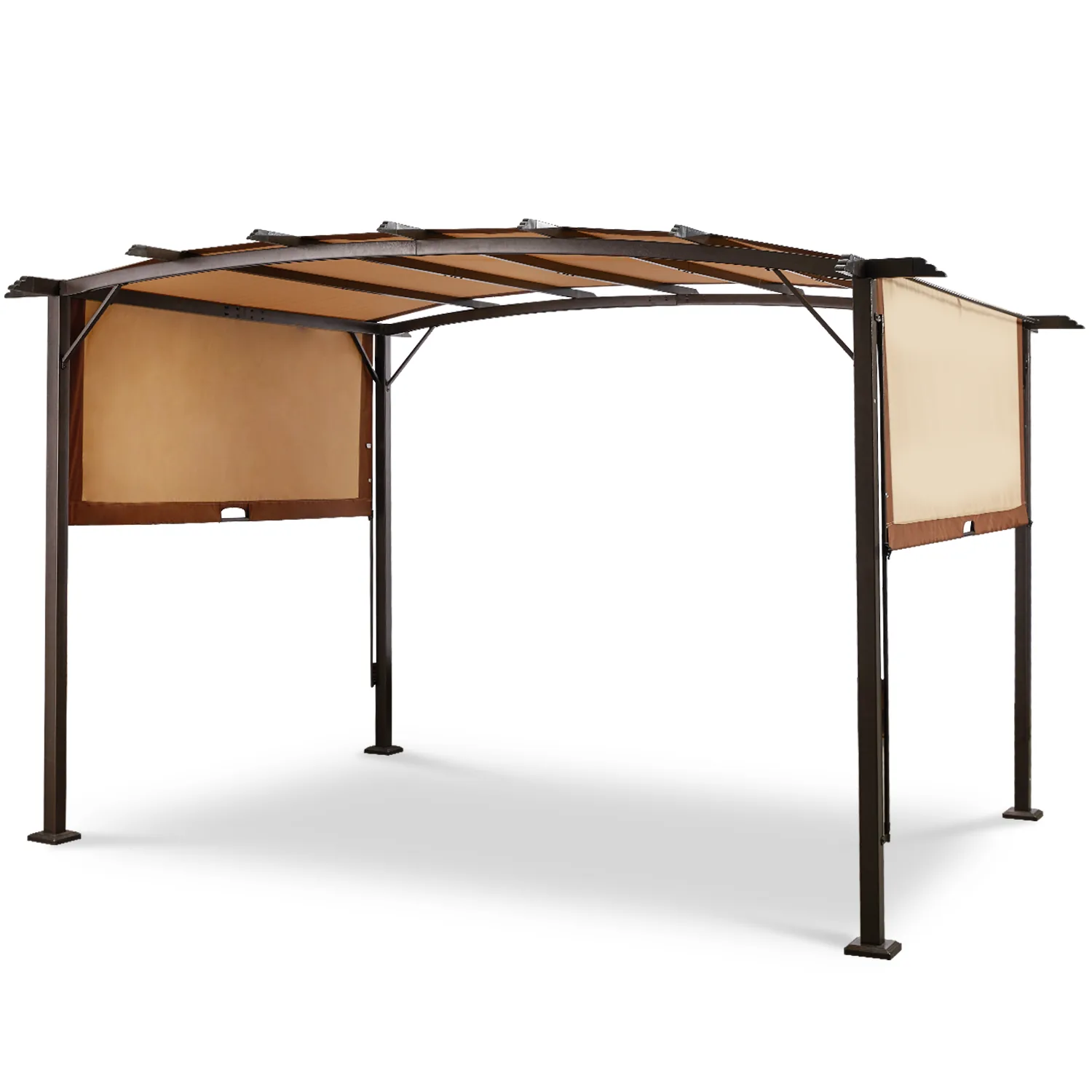 YODOLLA Metal 9' x 12' Outdoor Pergola and Gazebos, Beige — view 3