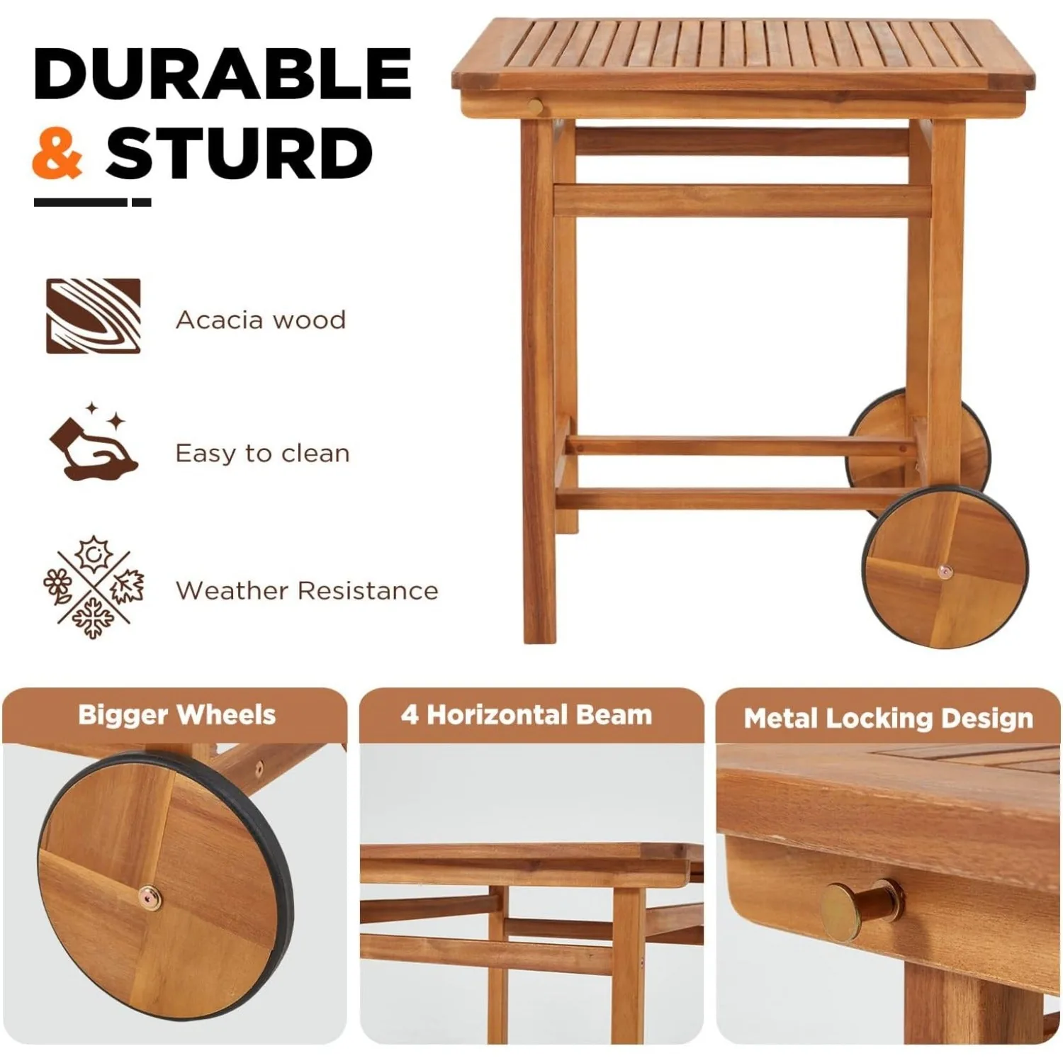 YODOLLA Outdoor Folding Chairs Set, Wooden Patio Dining Set — view 7