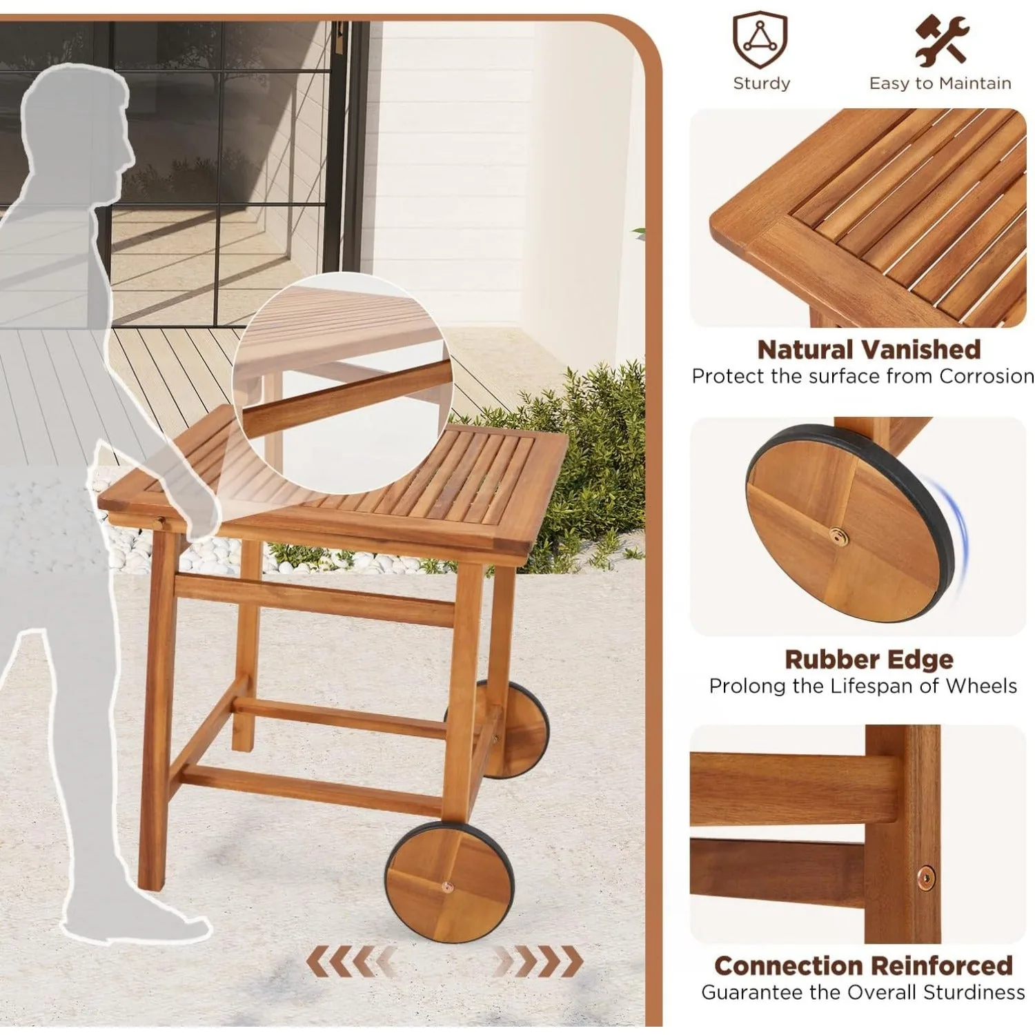 YODOLLA Outdoor Folding Chairs Set, Wooden Patio Dining Set — view 10