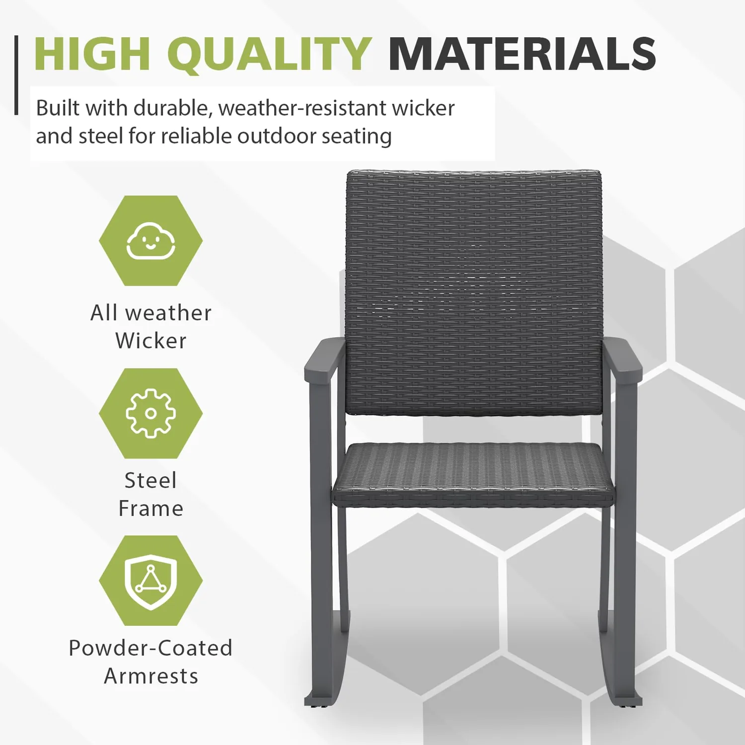 YODOLLA Outdoor Rattan Patio Chairs with Armrests and Metal Frame (1pcs) — view 5