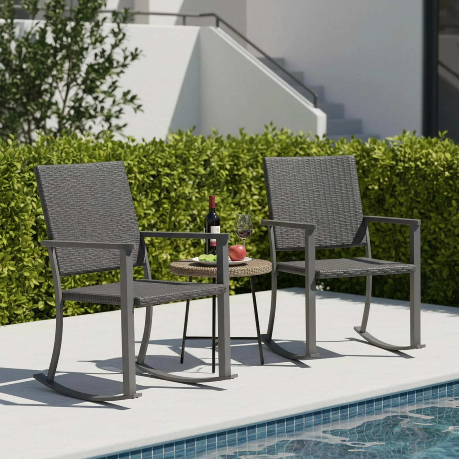 YODOLLA Outdoor Rattan Patio Chairs with Armrests and Metal Frame (1pcs) — view 8