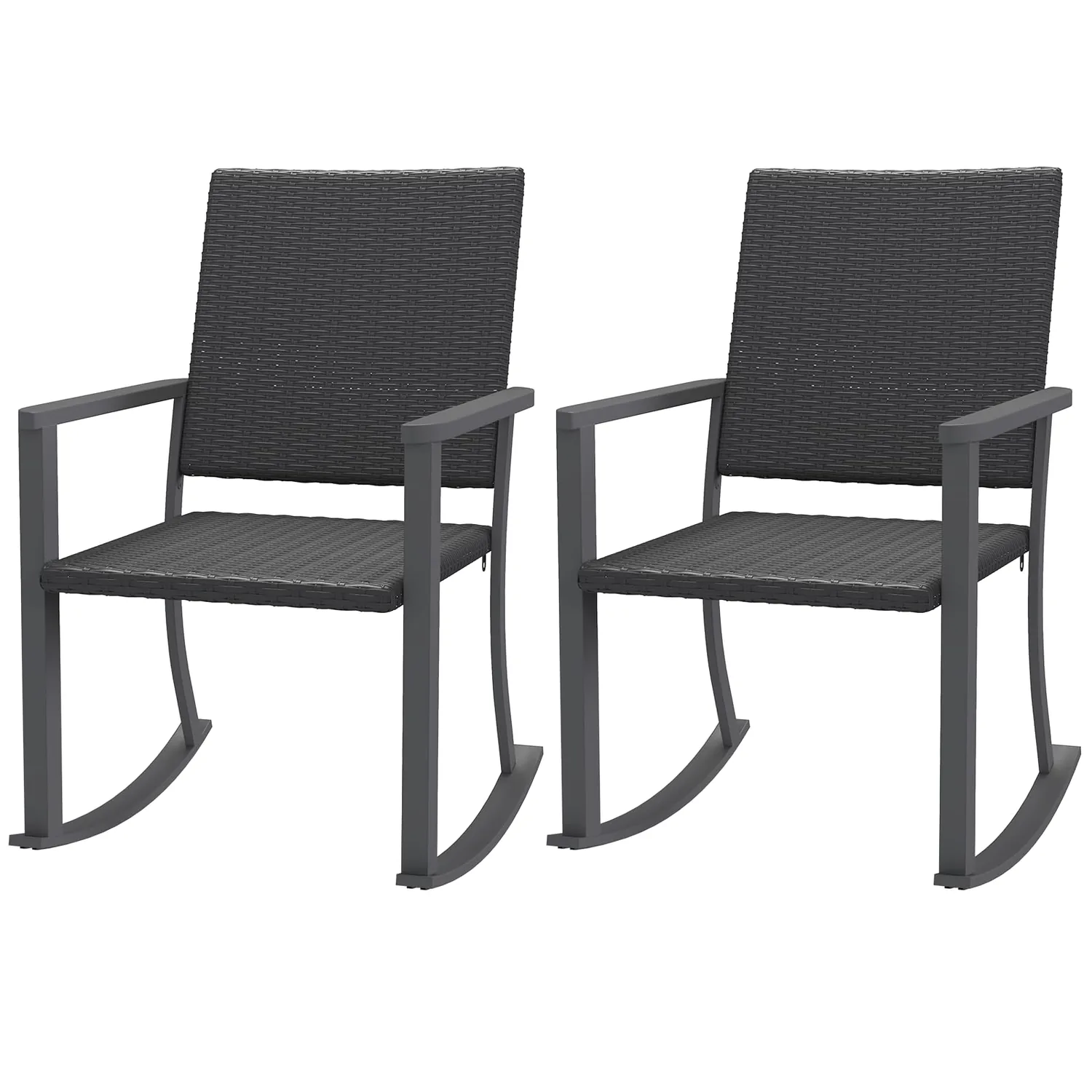 YODOLLA · YODOLLA Outdoor Rattan Patio Chairs with Armrests and Metal Frame (2pcs)