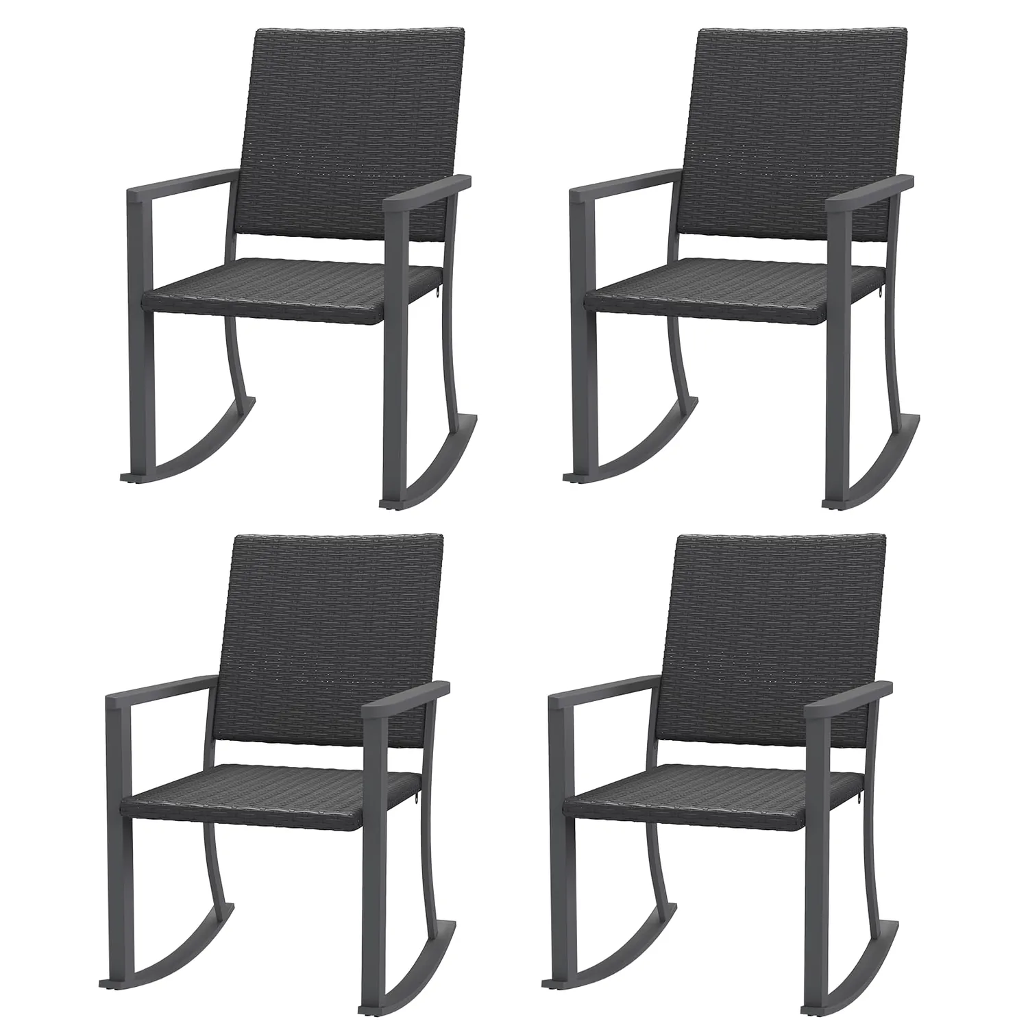 YODOLLA · YODOLLA Outdoor Rattan Patio Chairs with Armrests and Metal Frame (4pcs)