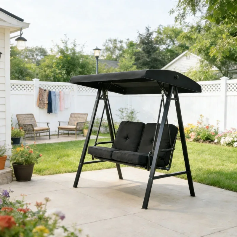 YODOLLA Patio Swing Chair 2-Seat for Adult, Black — main image