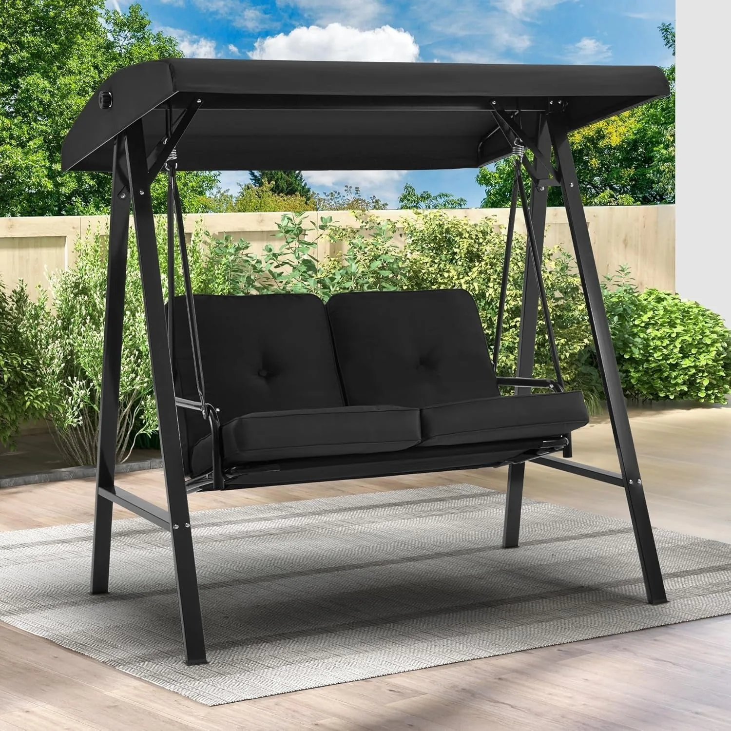 YODOLLA Patio Swing Chair 2-Seat for Adult, Black — view 8