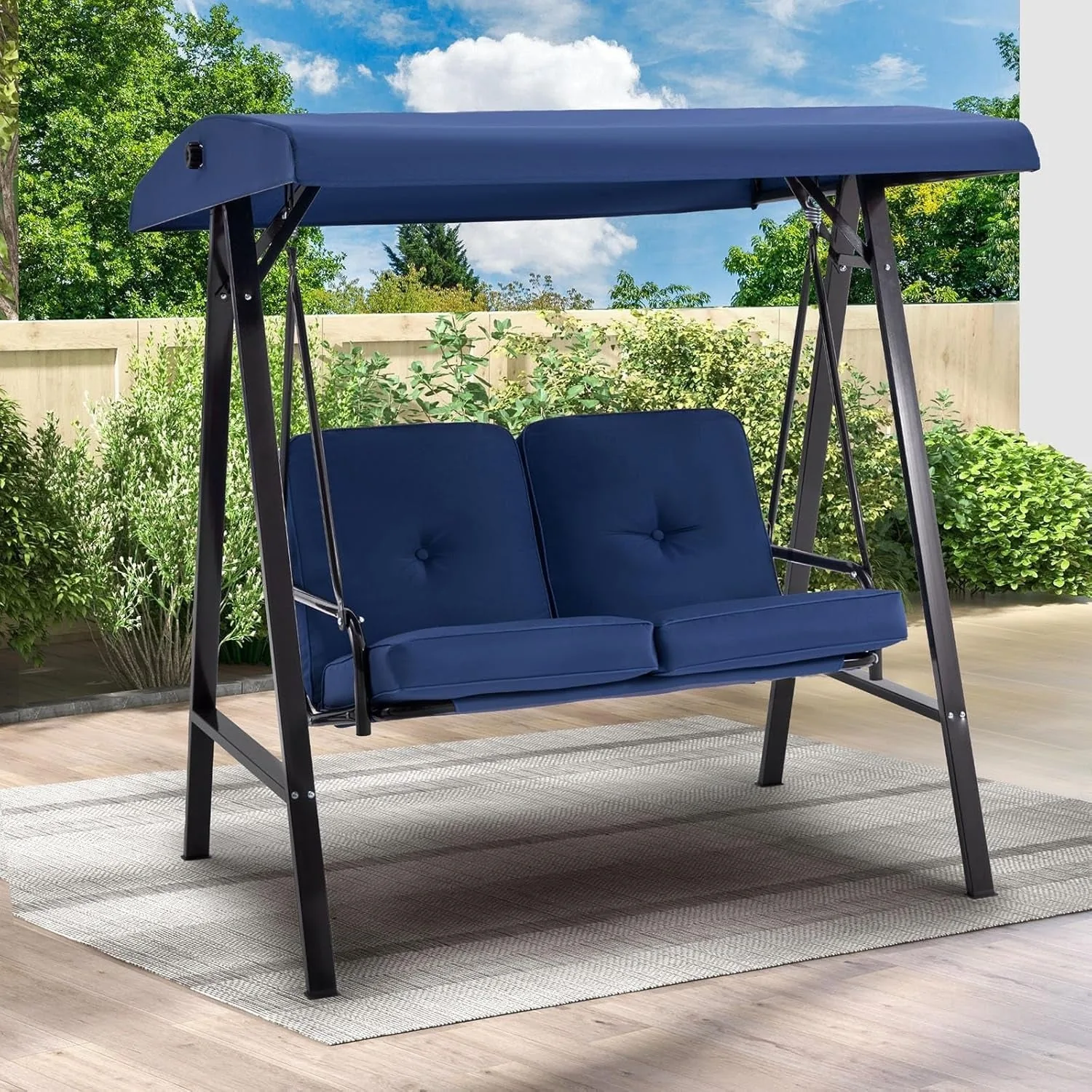 YODOLLA Patio Swing Chair 2-Seat for Adult, Blue — view 3