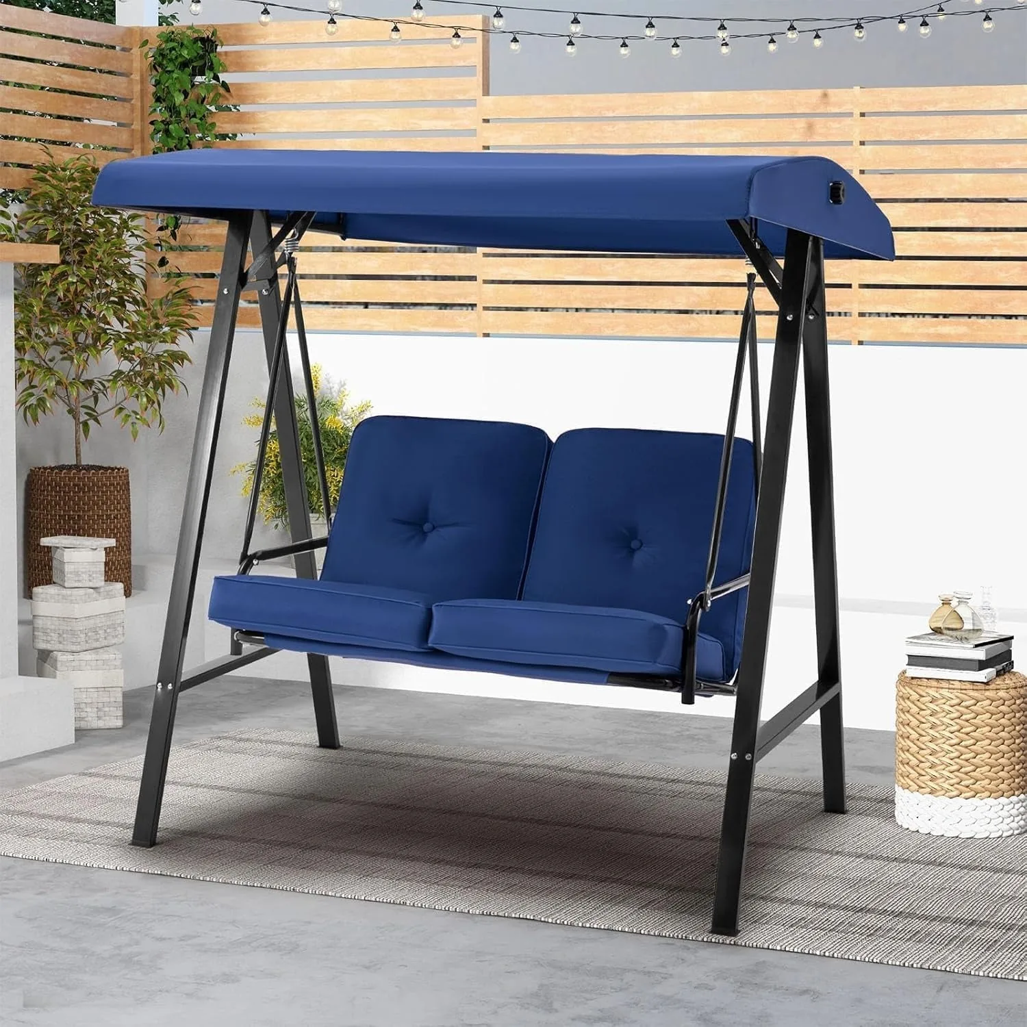 YODOLLA Patio Swing Chair 2-Seat for Adult, Blue — view 8