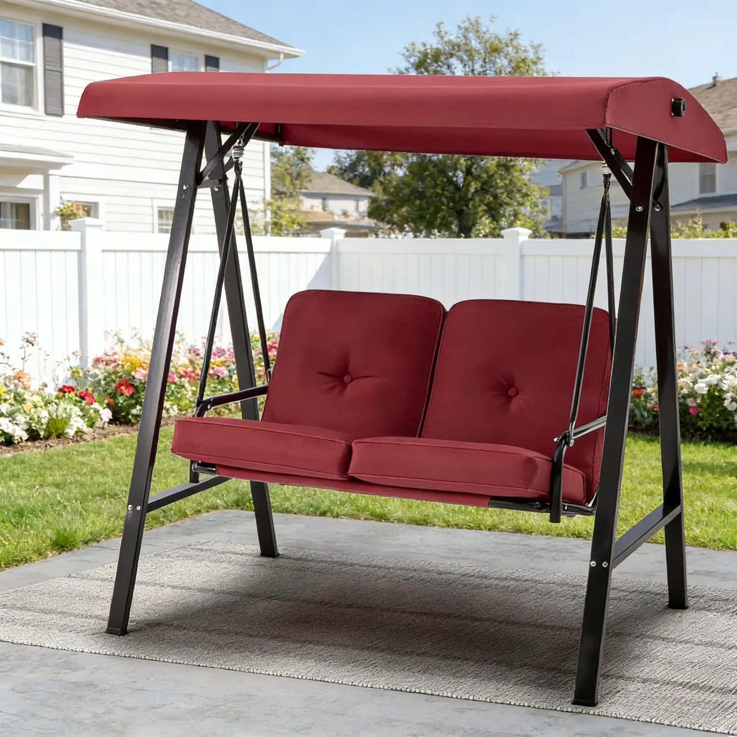 YODOLLA Patio Swing Chair 2-Seat for Adult, Red — main image