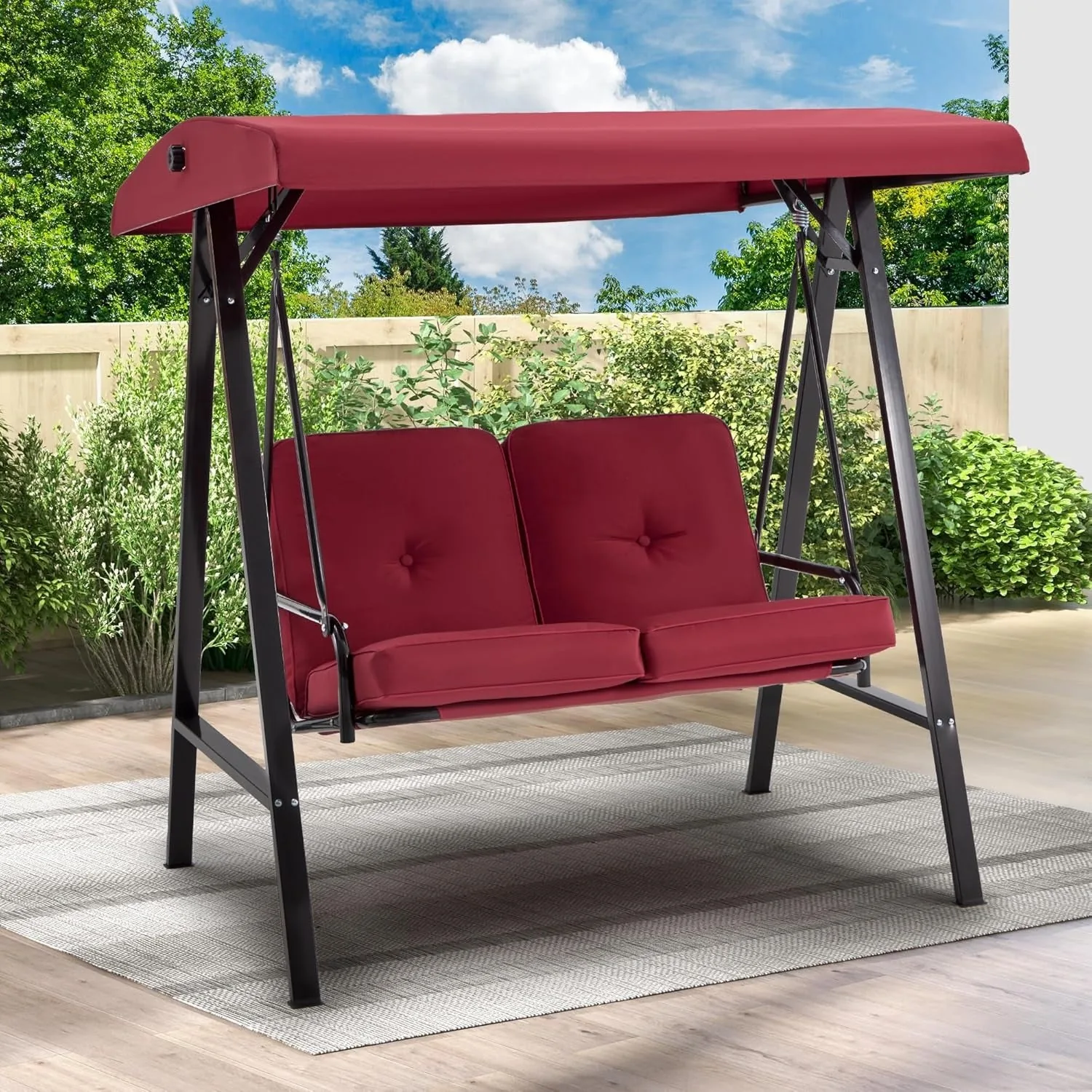 YODOLLA Patio Swing Chair 2-Seat for Adult, Red — view 4