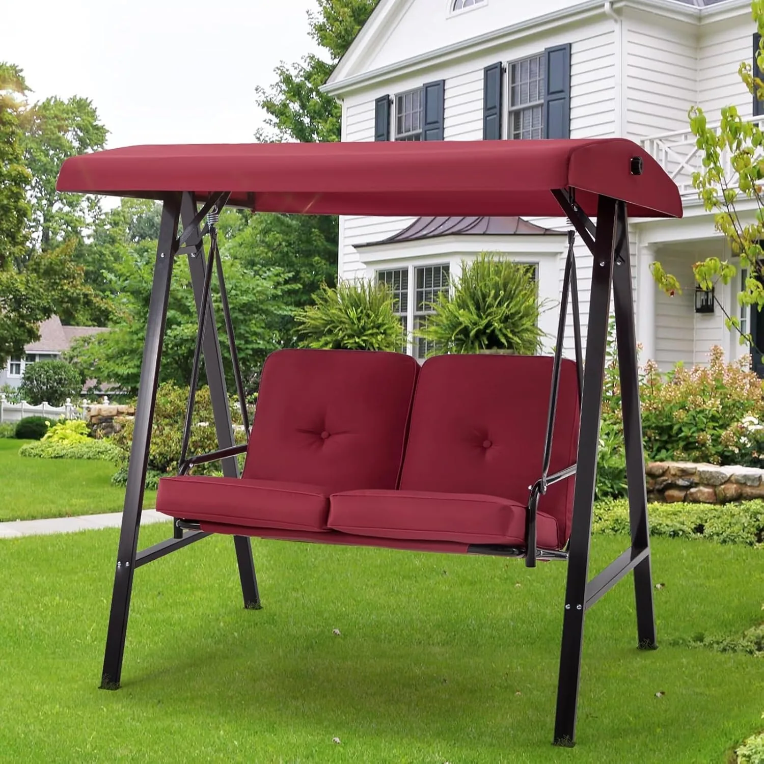 YODOLLA Patio Swing Chair 2-Seat for Adult, Red — view 9