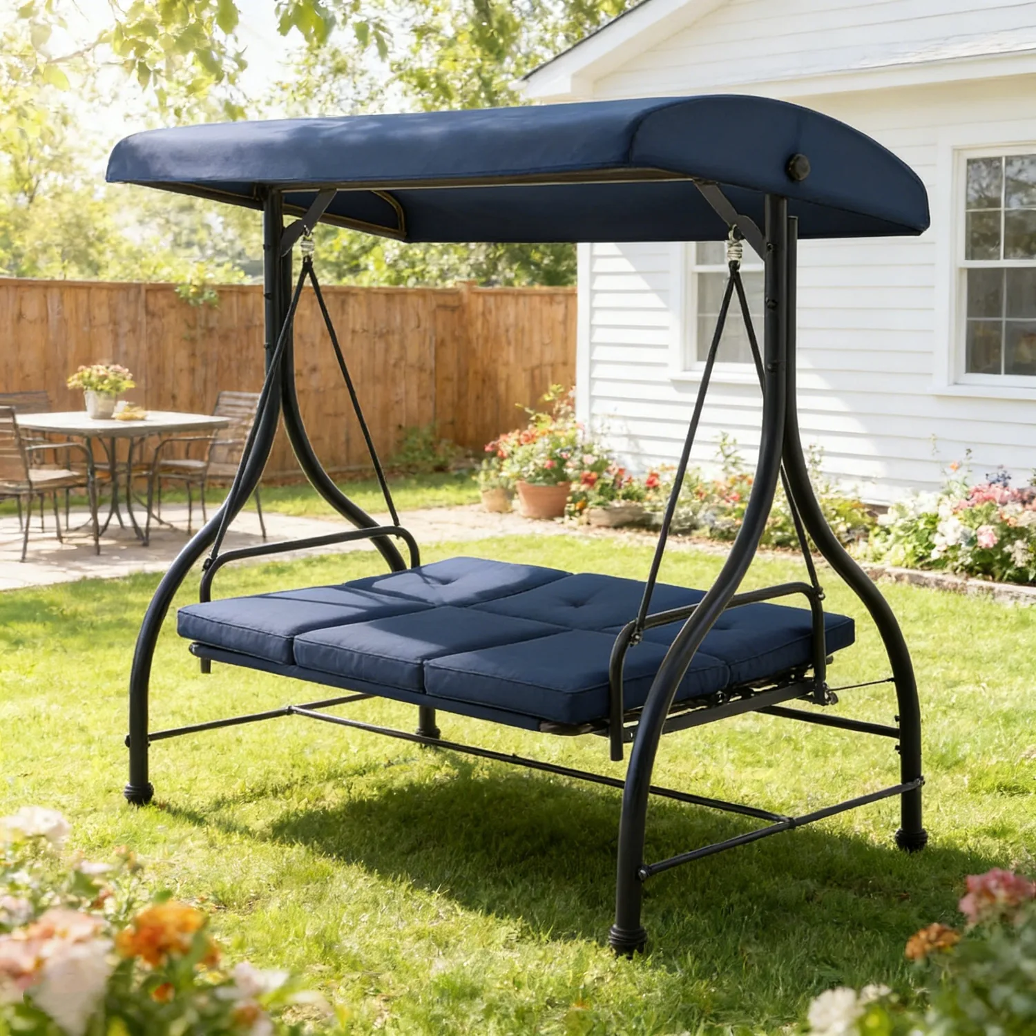 YODOLLA Patio Swing Set with Removable Backrest & Canopy - Transform Your Outdoor Space