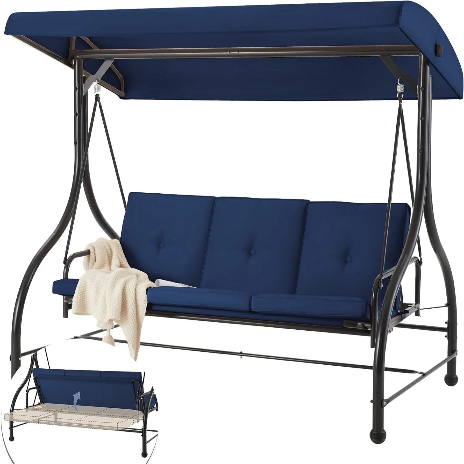 YODOLLA · YODOLLA Patio Swing Set with Removable Backrest & Canopy - Transform Your Outdoor Space