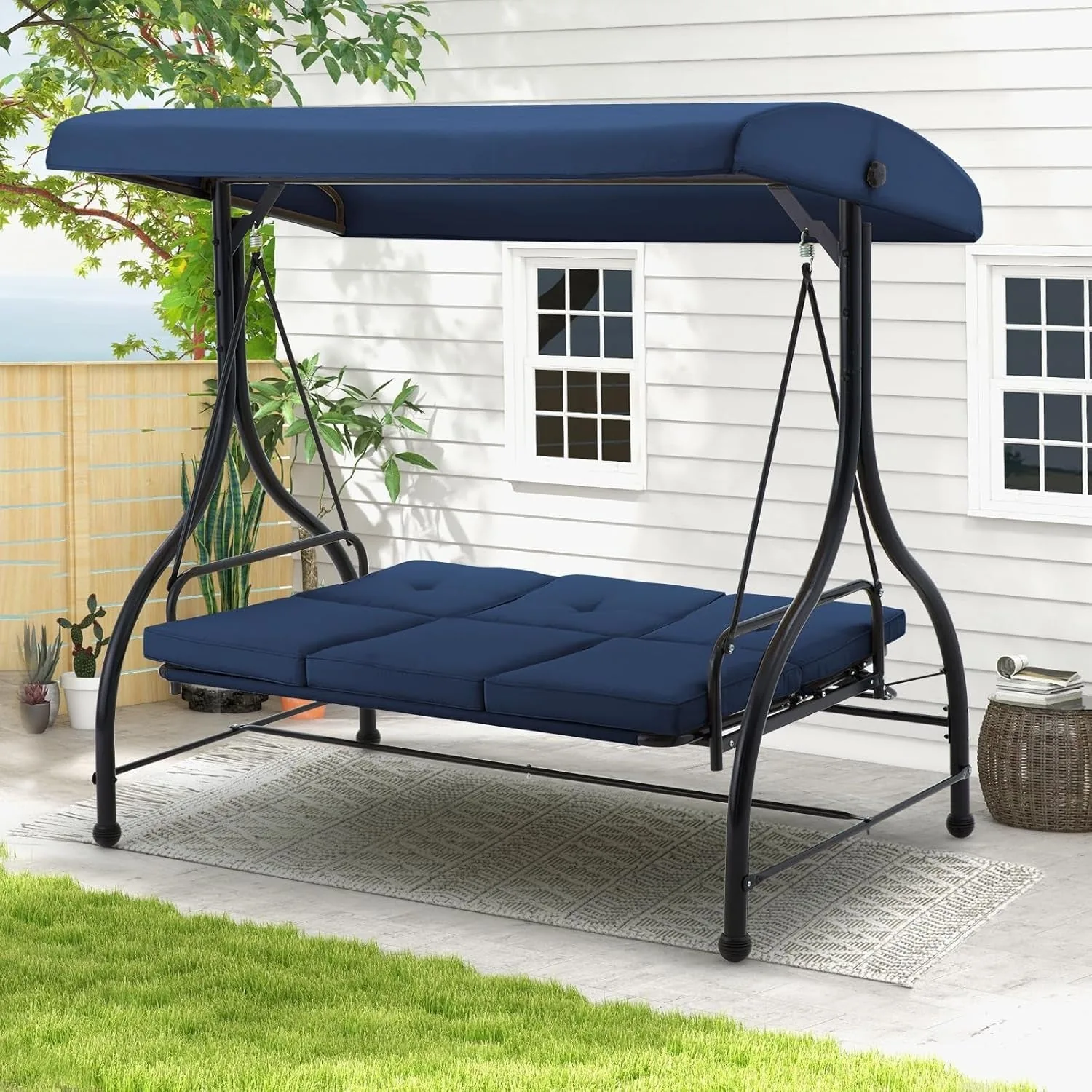 YODOLLA Patio Swing Set with Removable Backrest & Canopy - Transform Your Outdoor Space — view 3