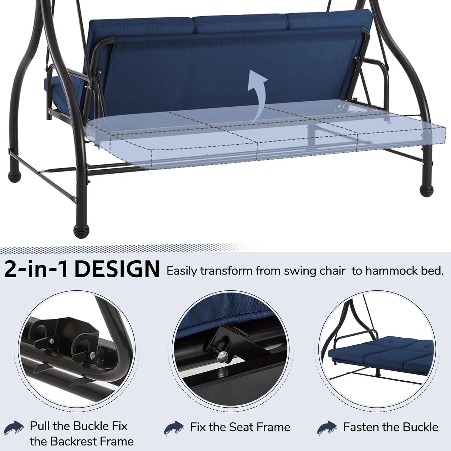 YODOLLA Patio Swing Set with Removable Backrest & Canopy - Transform Your Outdoor Space — view 4