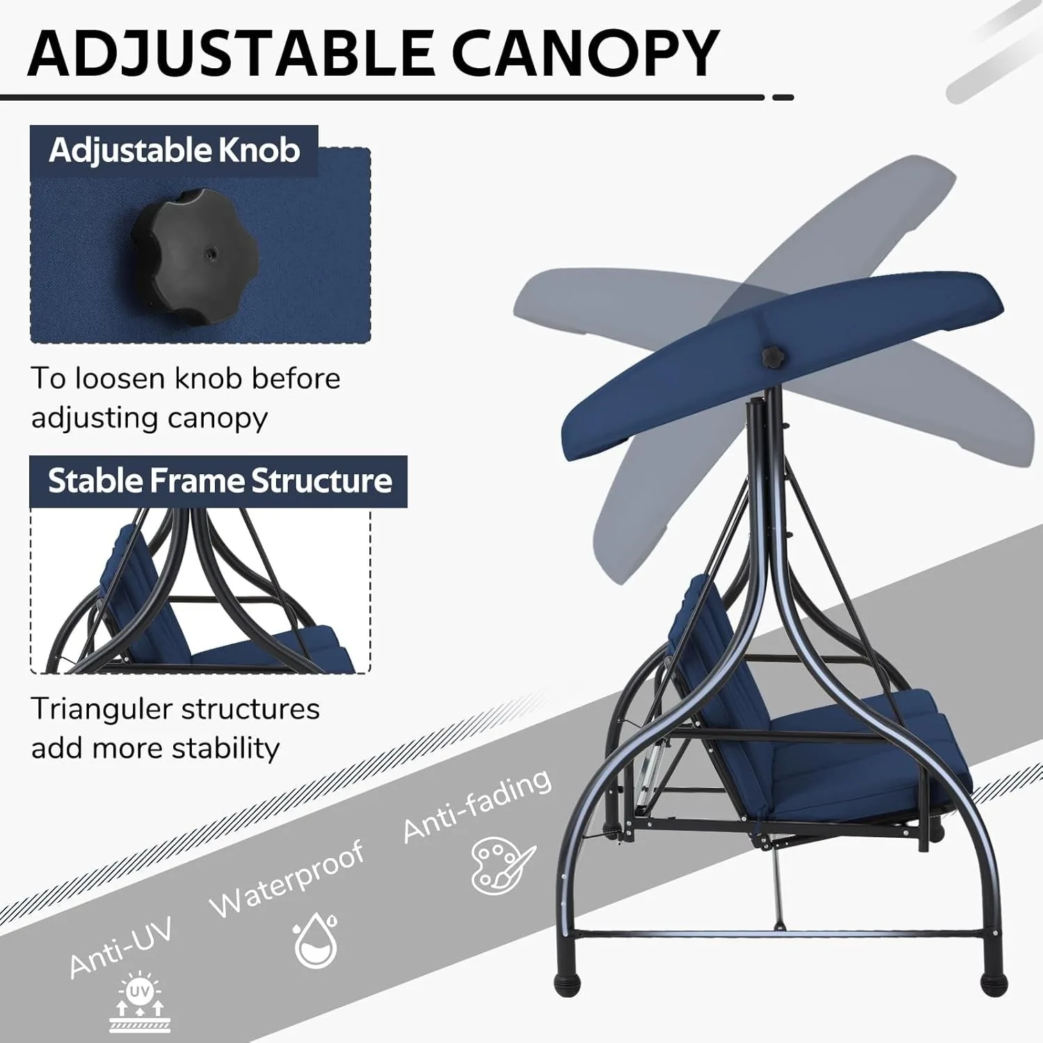 YODOLLA Patio Swing Set with Removable Backrest & Canopy - Transform Your Outdoor Space — view 5