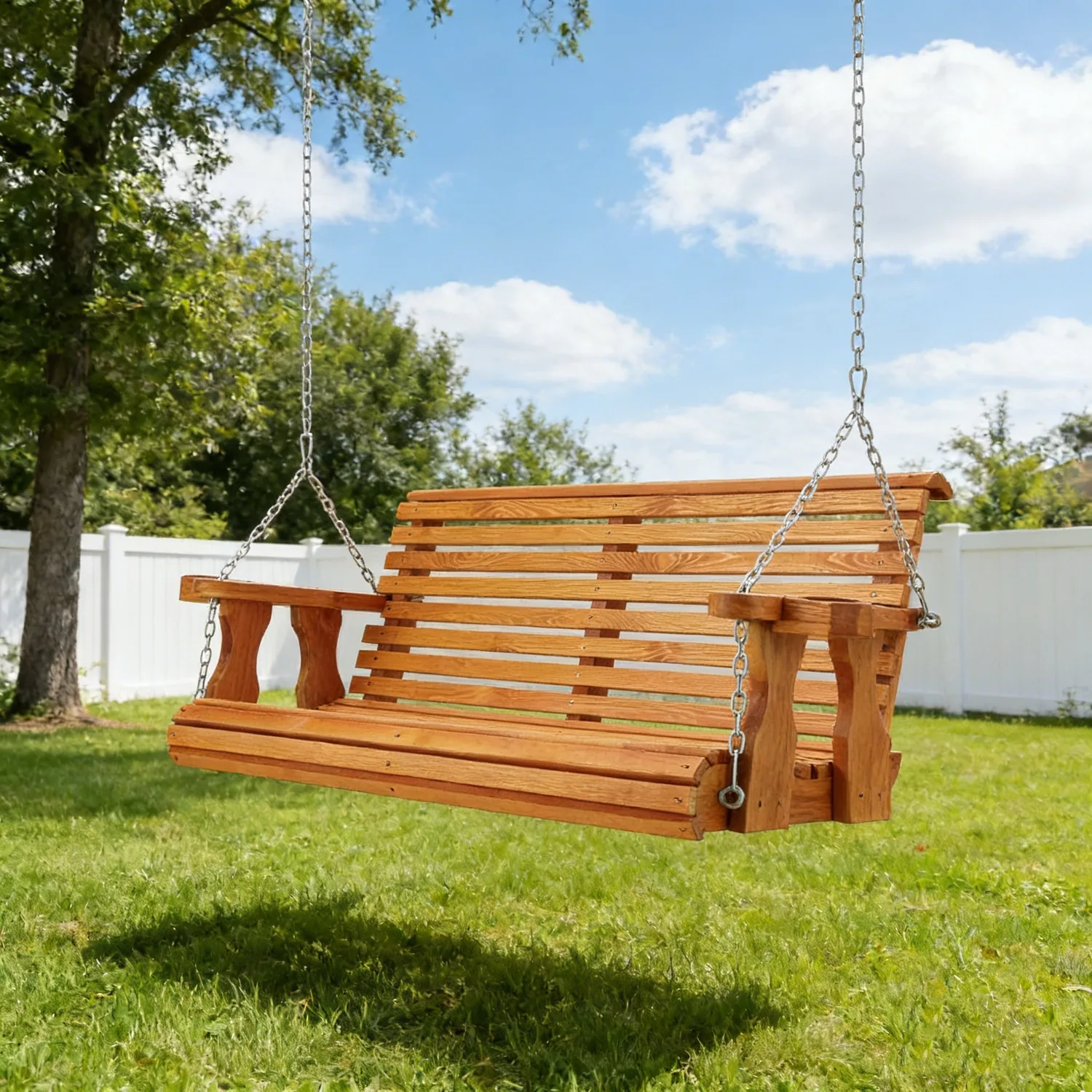 YODOLLA Premium Wooden Porch Swing for 2-3 - Natural Outdoor Seating | $176.99 — main image