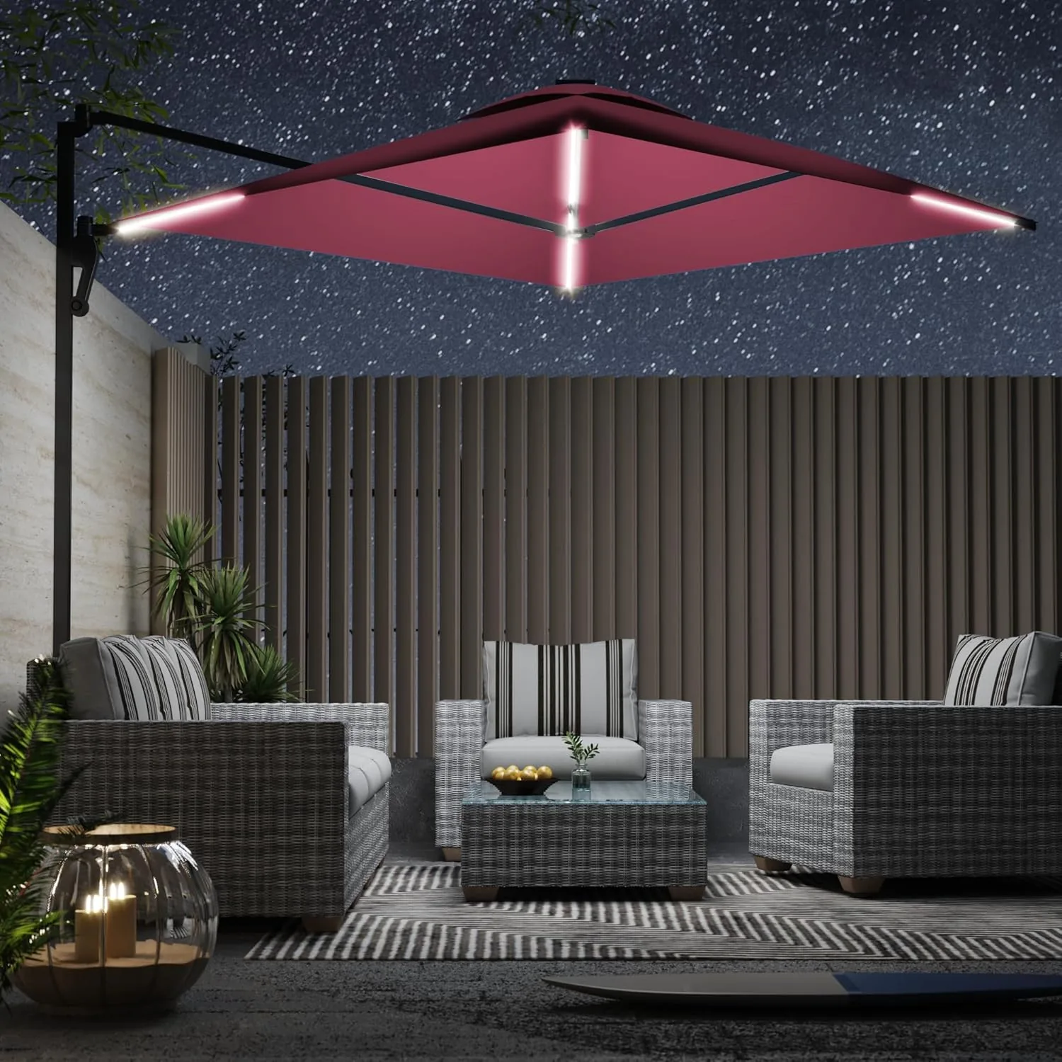 YODOLLA 10ft Solar LED Cantilever Patio Umbrella, Rectangle — view 8