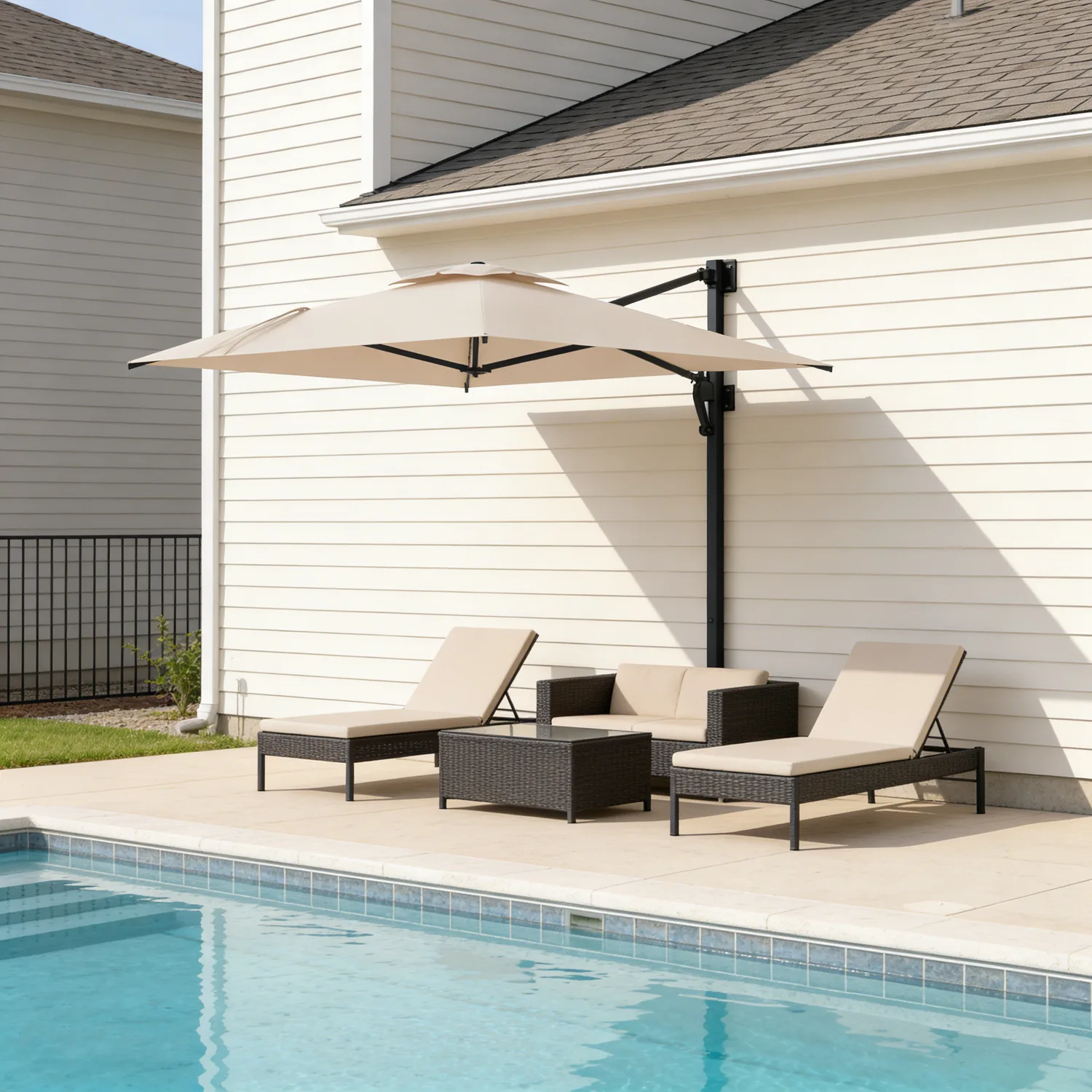 YODOLLA 10ft Wall Mounted Patio Umbrella, Rectangle — main image